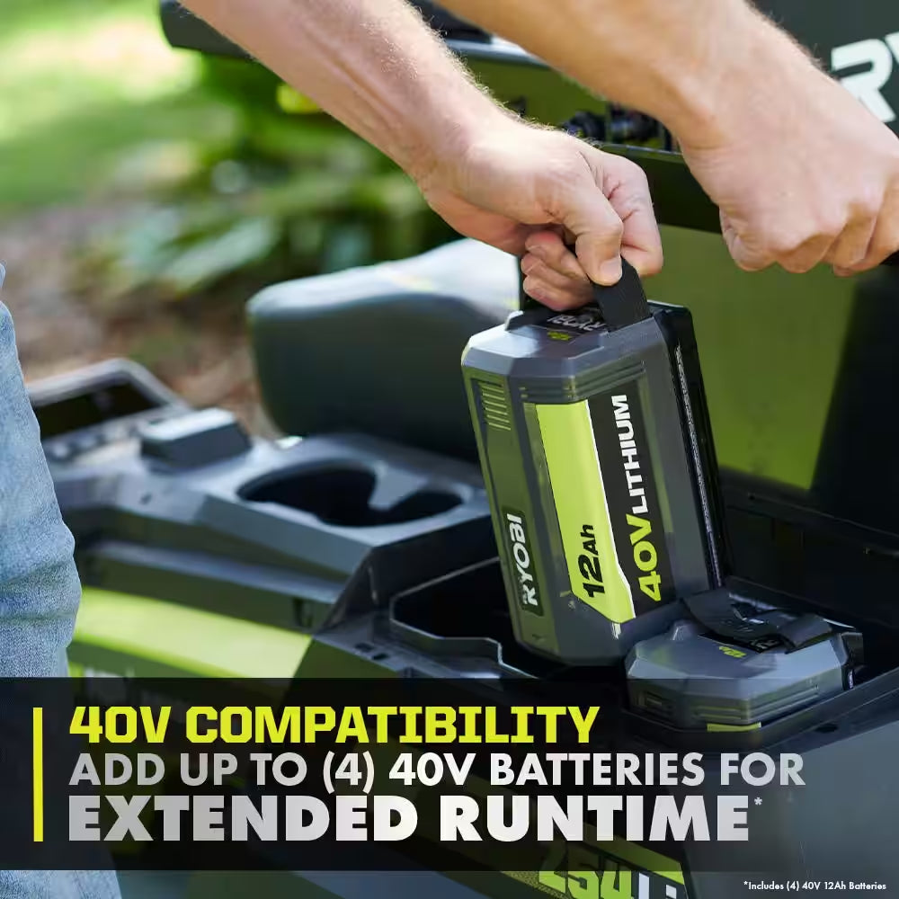 RYOBI 80V HP Brushless 54-Inch Battery Electric Cordless Zero Turn Riding Mower with (3) 80V and (4) 40V Batteries and Charger