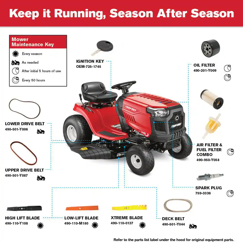 Troy-Bilt Pony 42-Inch 15.5 HP Briggs & Stratton 7-Speed Manual Drive Gas Front Engine Riding Lawn Tractor