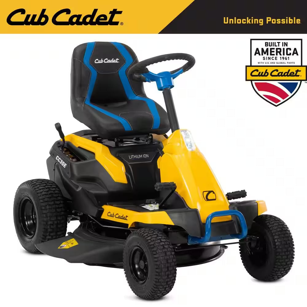 Cub Cadet CC30E 30-Inch 56-Volt MAX 30 Ah Lithium-Ion Electric Drive Cordless Riding Lawn Mower with Mulch Kit