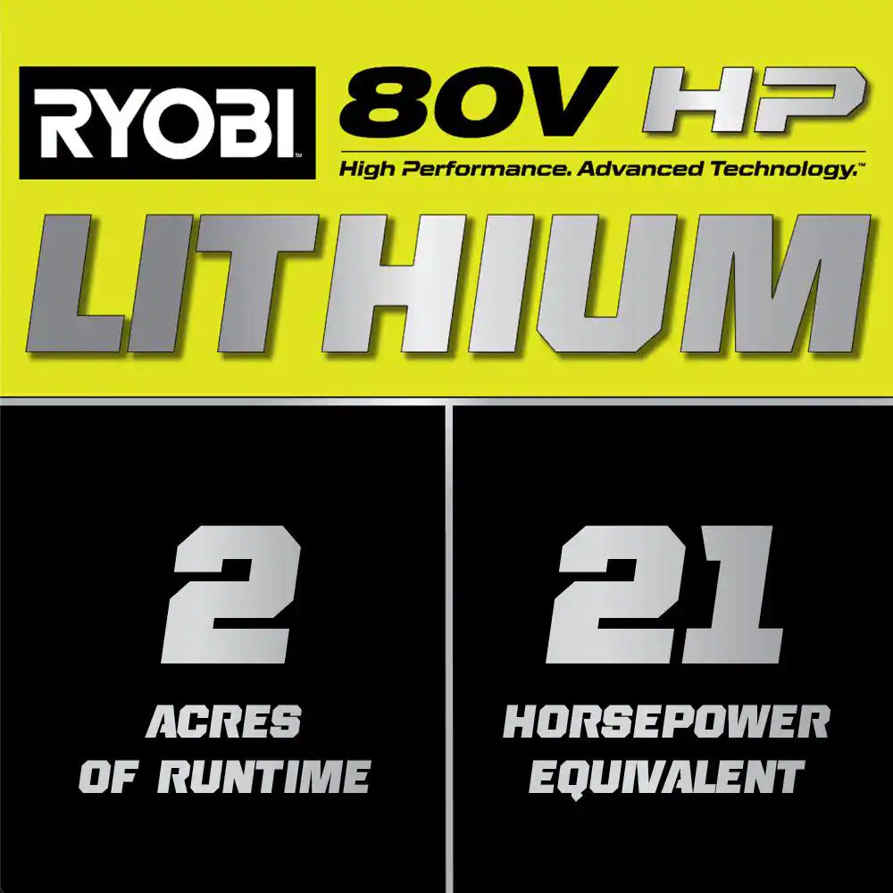 RYOBI 80V HP Brushless 42-Inch Battery Electric Cordless Riding Lawn Tractor with (3) 10Ah Batteries and Charger