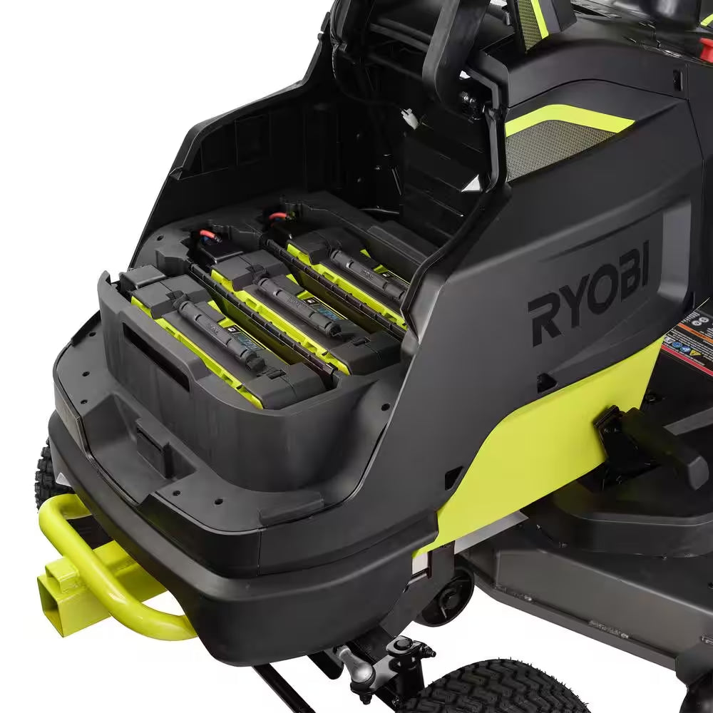 RYOBI 80V HP Brushless 42-Inch Battery Electric Cordless Riding Lawn Tractor with (3) 10Ah Batteries and Charger