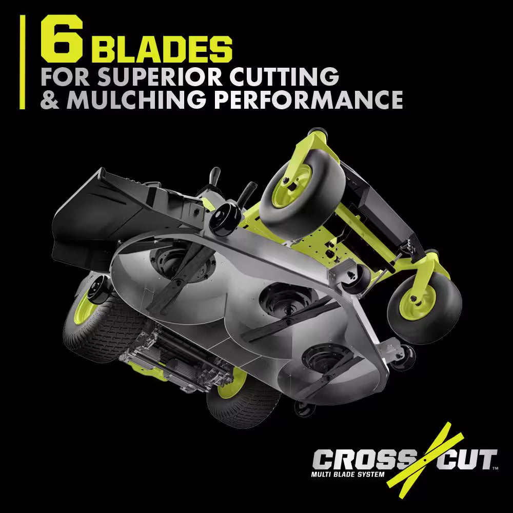 RYOBI 80V HP Brushless 54-Inch Battery Electric Cordless Zero Turn Riding Mower with (3) 80V and (4) 40V Batteries and Charger