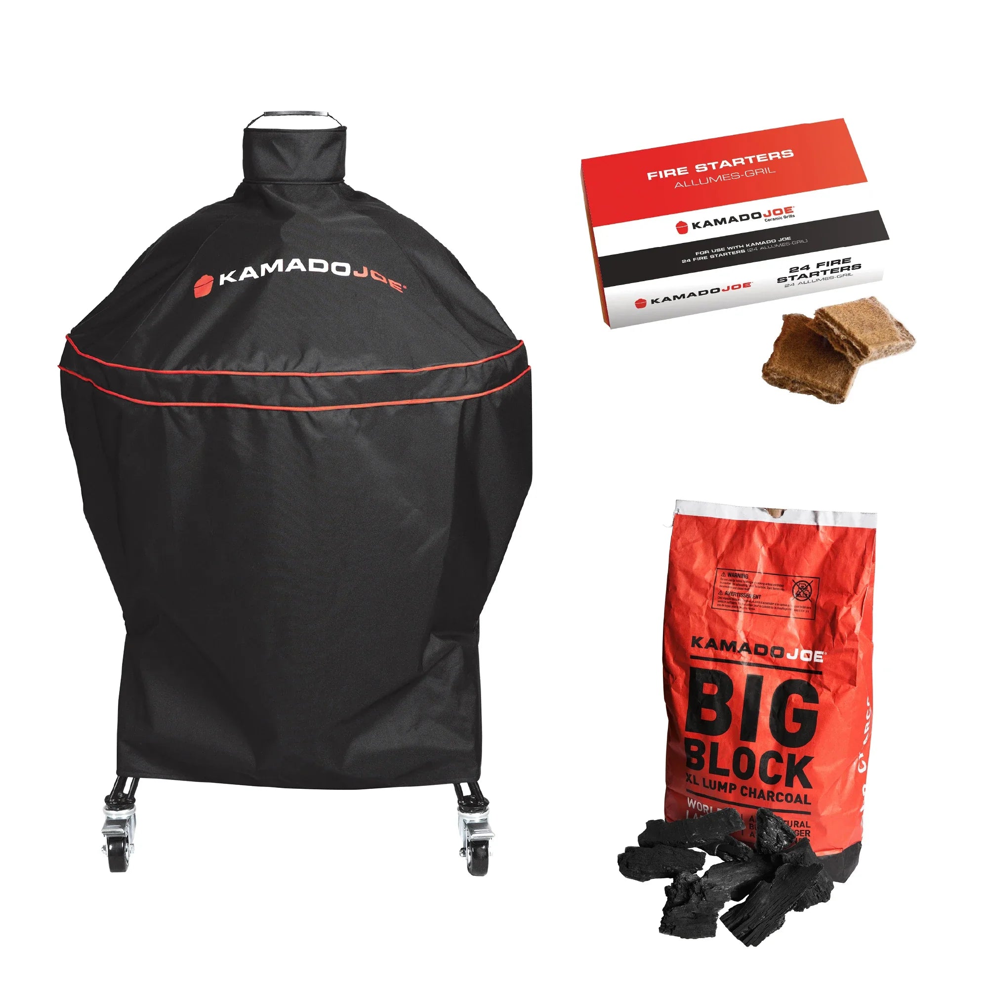 Ensemble comprenant une housse Big Joe®, un charbon de bois Big Block XL et des allume-feux