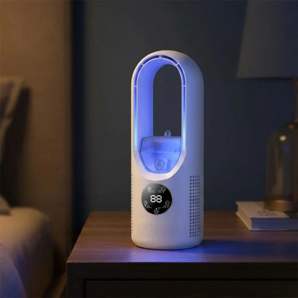 Mini Air Cooler with LED Display & Night Light