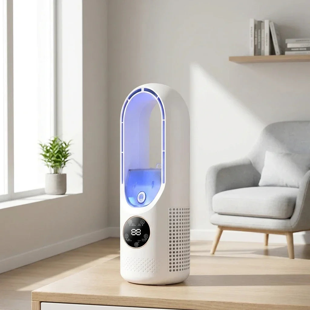 Mini Air Cooler with LED Display & Night Light