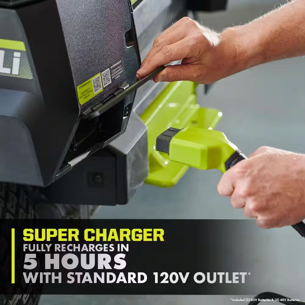 RYOBI 80V HP Brushless 54-Inch Battery Electric Cordless Zero Turn Riding Mower with (3) 80V and (4) 40V Batteries and Charger