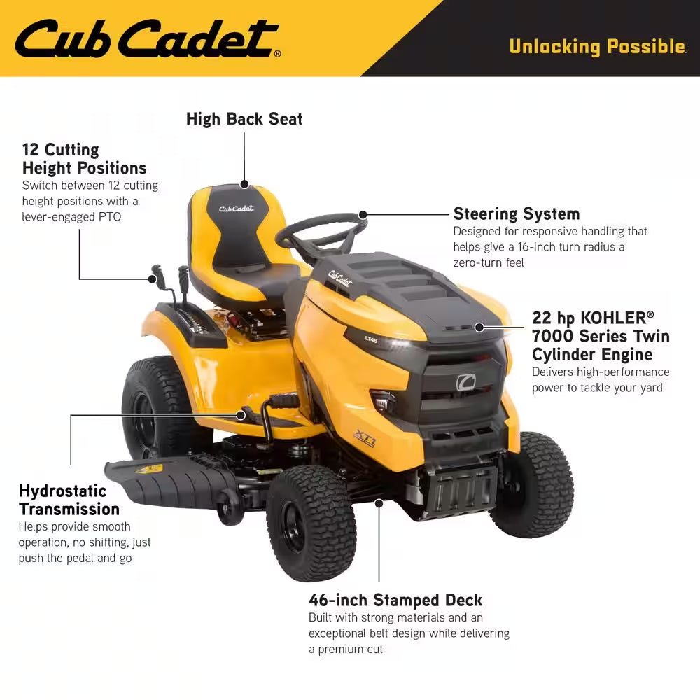 Cub Cadet XT1 Enduro LT 46-Inch 22 HP Kohler 7000 Series Hydrostatic Gas Riding Lawn Tractor