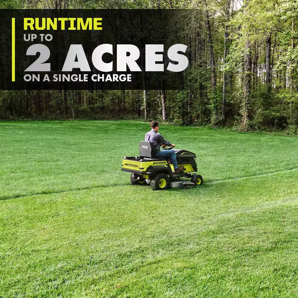 RYOBI 80V HP Brushless 42-Inch Battery Electric Cordless Riding Lawn Tractor with (3) 10Ah Batteries and Charger