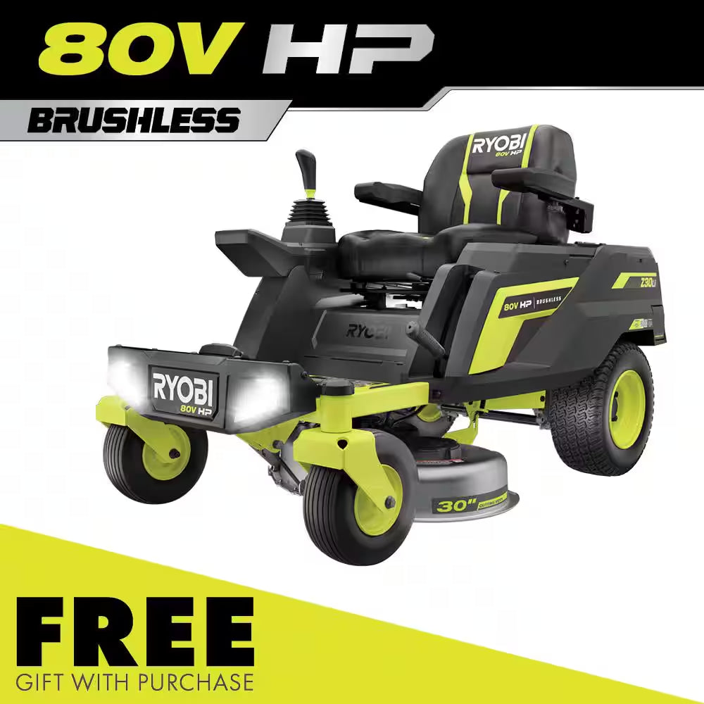 RYOBI 80V HP Brushless 42-Inch Battery Electric Cordless Zero Turn Riding Mower with (2) 80V and (2) 40V Batteries and Charger