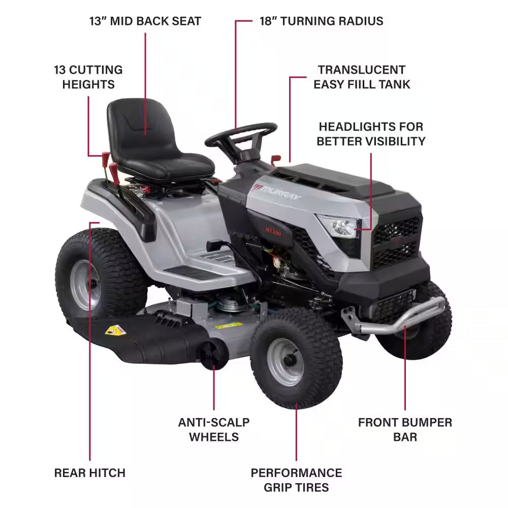 Murray MT200 42-Inch 19.0 HP 540cc Briggs & Stratton Automatic Gas Riding Lawn Tractor Mower