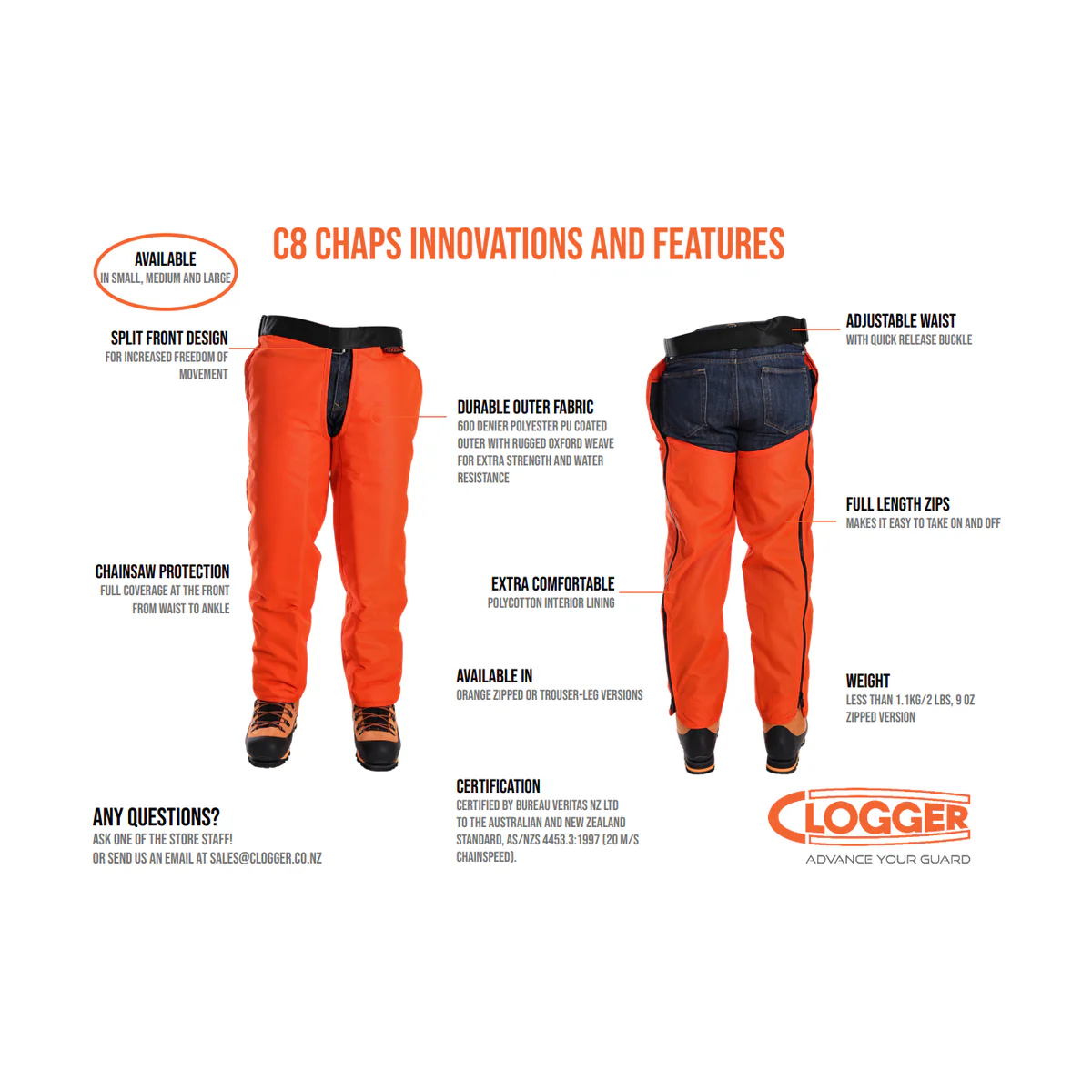 Clogger C8 Trouser Leg Occasional Use Chainsaw Protective Chaps